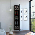 Connecticut Wall Mounted Shoe Rack, Mirror, Five Shelves, Ten Shoes Capacity Black Mdf Engineered Wood