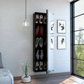 Connecticut Wall Mounted Shoe Rack, Mirror, Five Shelves, Ten Shoes Capacity 5 Or More Shelves Black Primary Living Space Modern Mdf Engineered Wood