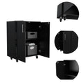 Lewis Storage Cabinet Base, Four Caster, Double Door Cabinet, Two Interior Shelves Black Mdf Engineered Wood