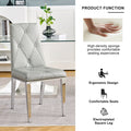 Modern Simple Light Luxury Dining Chair Grey Chair Home Bedroom Stool Back Pu Electroplated Chair Legs Set Of 2 Metal Grey Silver Pu