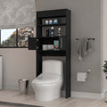 Valencia Over The Toilet Cabinet, Two Shelves, Double Door Black Mdf Engineered Wood