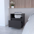 Duncan Nightstand, Top Open Shelf, 1 Drawer Black Mdf Engineered Wood