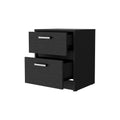 Myrtle 2 Drawers Nightstand, Bedside Table With Metal Handles Black Mdf Engineered Wood