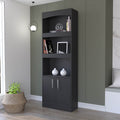 Durango Bookcase, Three Shelves, Double Door Cabinet 3 4 Shelves Black Primary Living Space Modern Mdf Engineered Wood