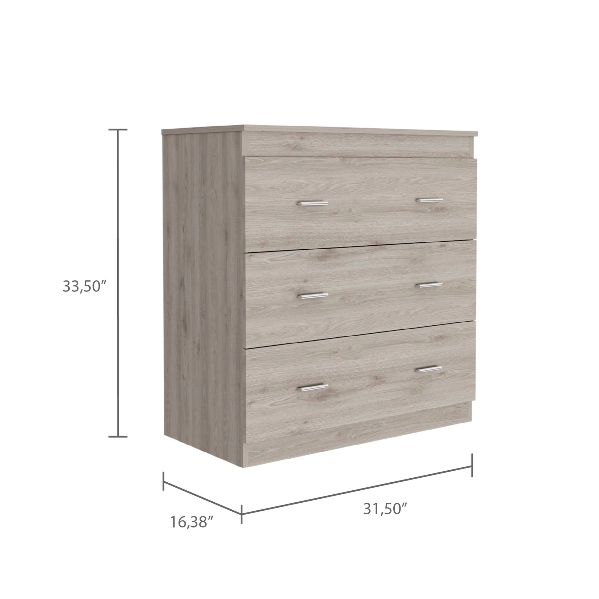 Dove Three Drawer Dresser, Superior Top Black Mdf Engineered Wood