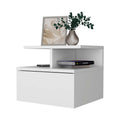 Augusta Floating Nightstand With 2 Tier Shelf And 1 Drawer White Mdf Engineered Wood