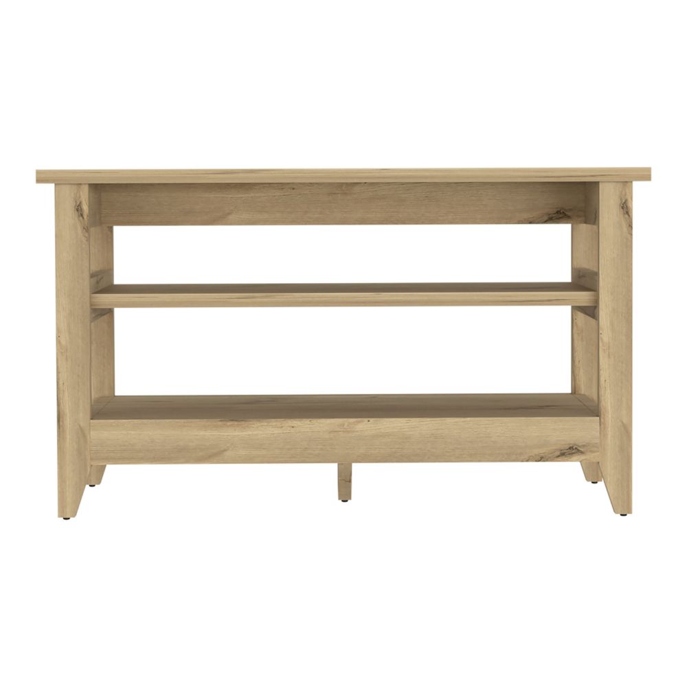 Vilna Storage Bench, Two Open Shelves, Four Legs Beige Mdf Engineered Wood