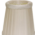 Slant Side Pleat Chandelier Lampshade With Flame Clip, Oyster Set Of 6 White Silk