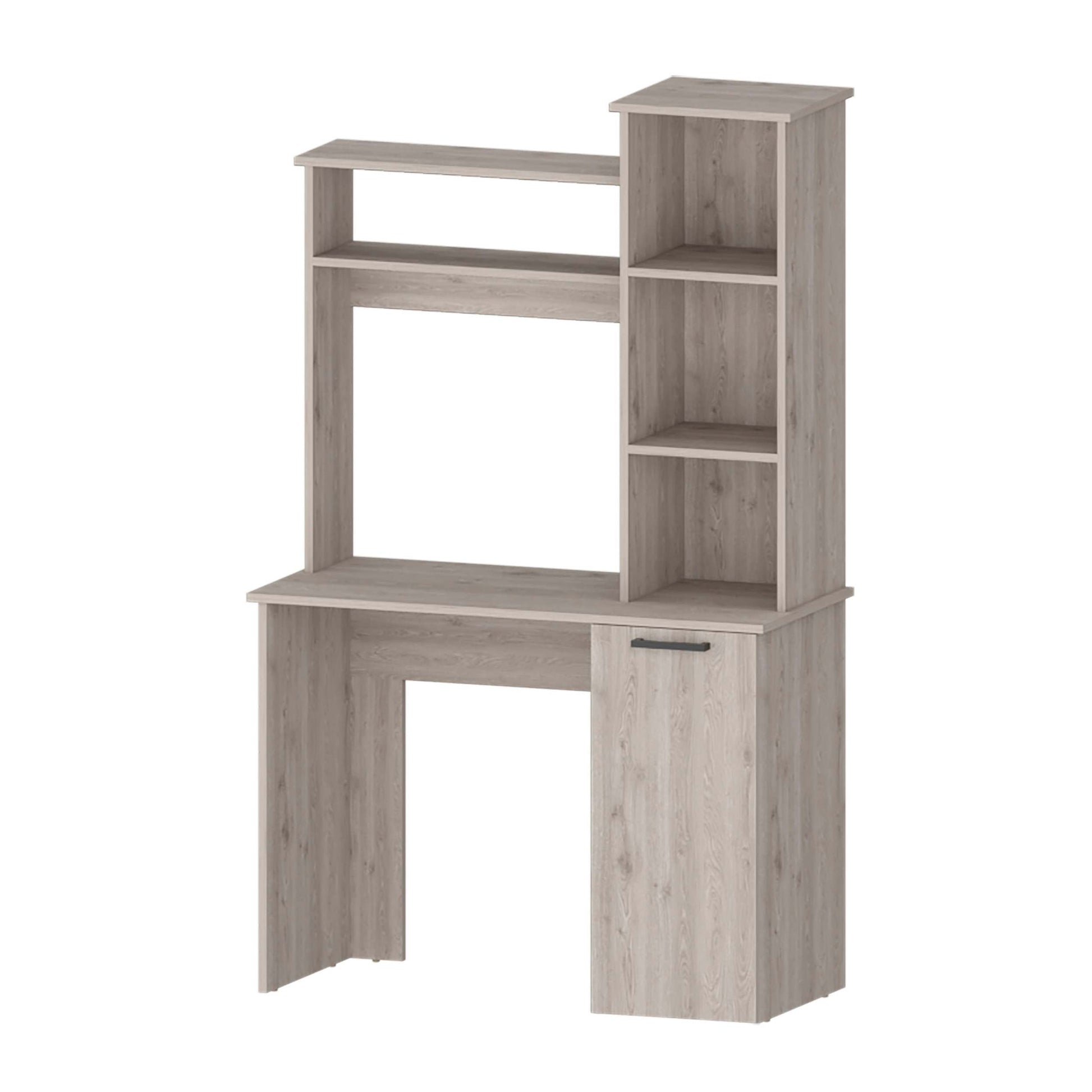 Rumford Computer Desk With Hutch And 3 Tier Storage Shelves Beige Mdf Engineered Wood