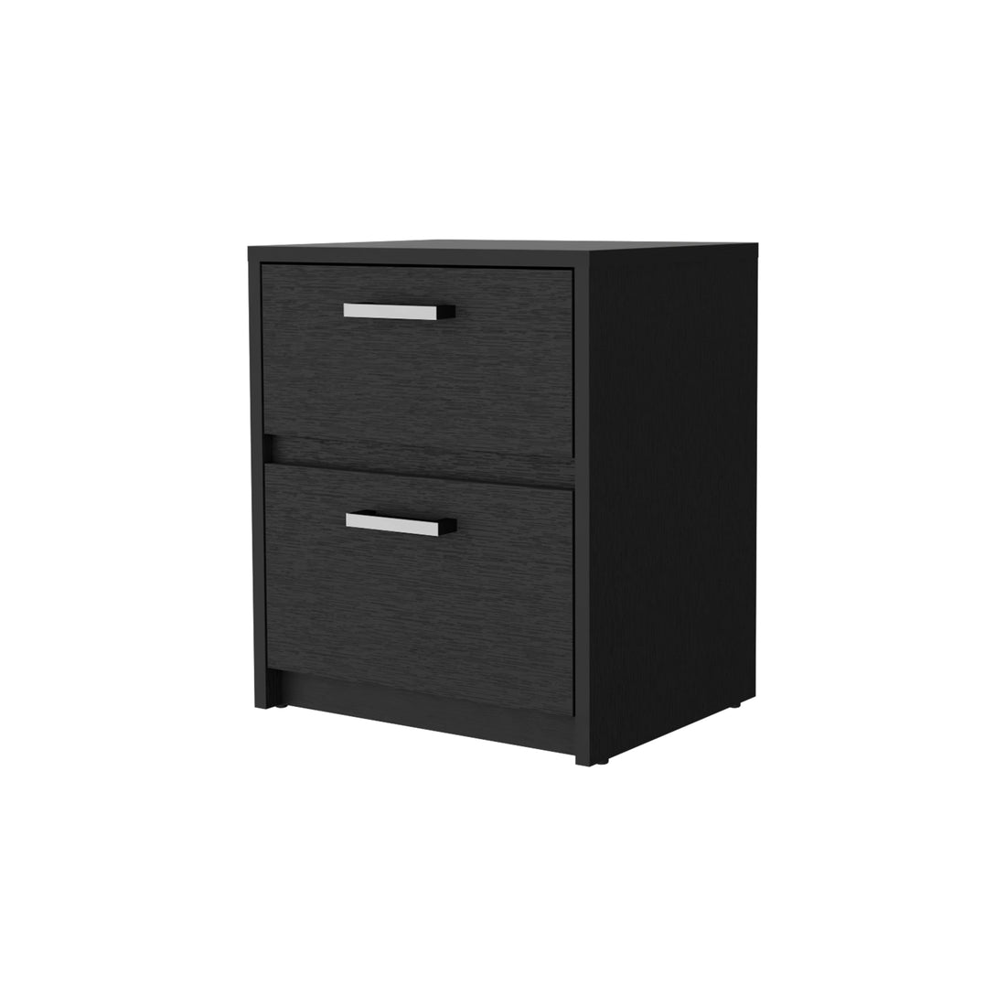 Myrtle 2 Drawers Nightstand, Bedside Table With Metal Handles Black Mdf Engineered Wood