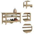 Vilna Storage Bench, Two Open Shelves, Four Legs Beige Mdf Engineered Wood