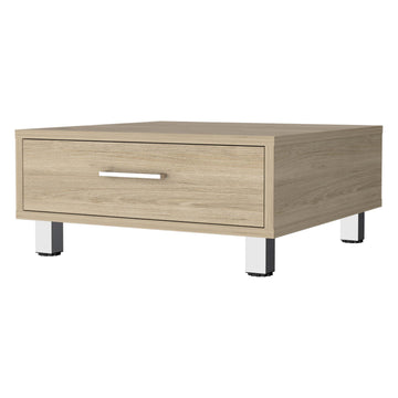 Myers Coffee Table, Four Legs, One Drawer Black Mdf Engineered Wood