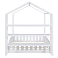 Full Size Wood House Bed With Fence And Detachable Storage Shelves, White Box Spring Not Required Full White Wood Bedroom Bed Frame Solid Wood Mdf