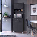 Bay Area Pantry, Two Door Cabinets, One Drawer, Four Adjustable Metal Legs Black Mdf Engineered Wood