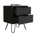 Nuvo 2 Nightstand,Two Drawers, Hairpin Legs Black Mdf Engineered Wood