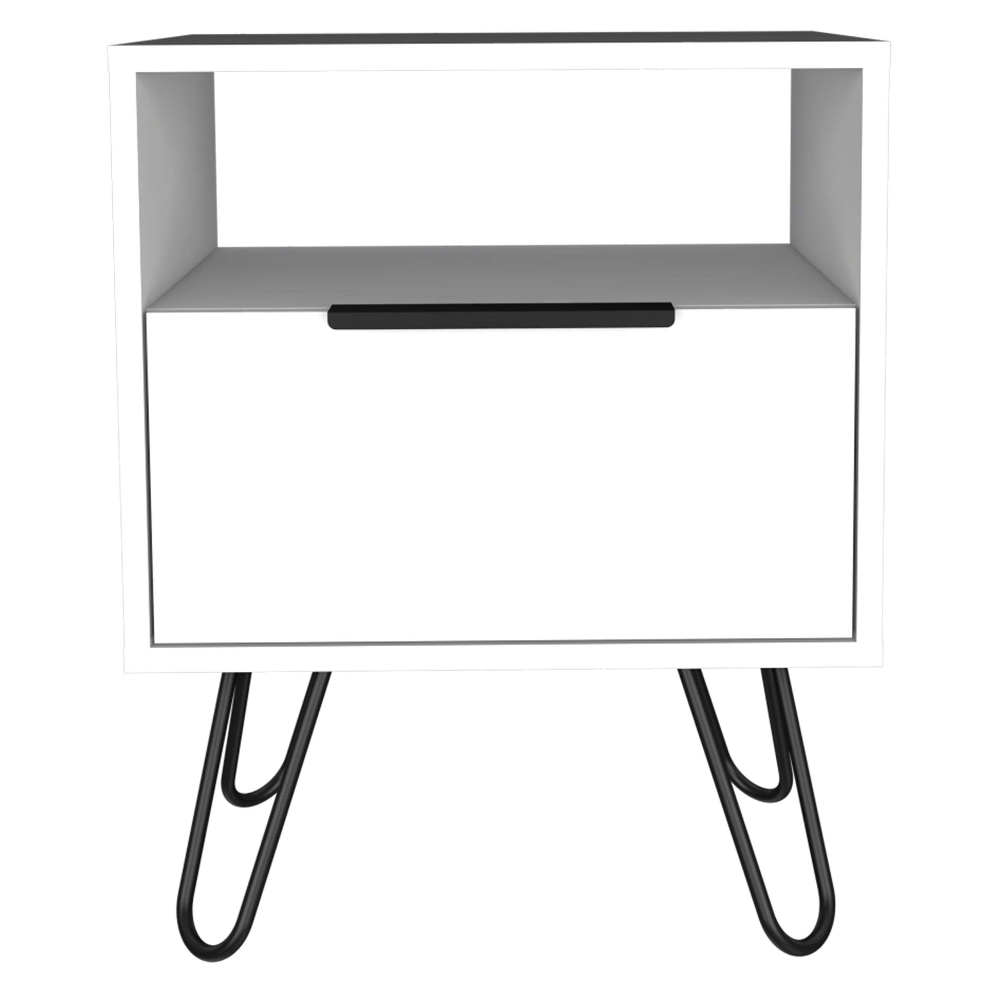 Vienna Nightstand, Shelves, Hairpin Legs White Mdf Engineered Wood