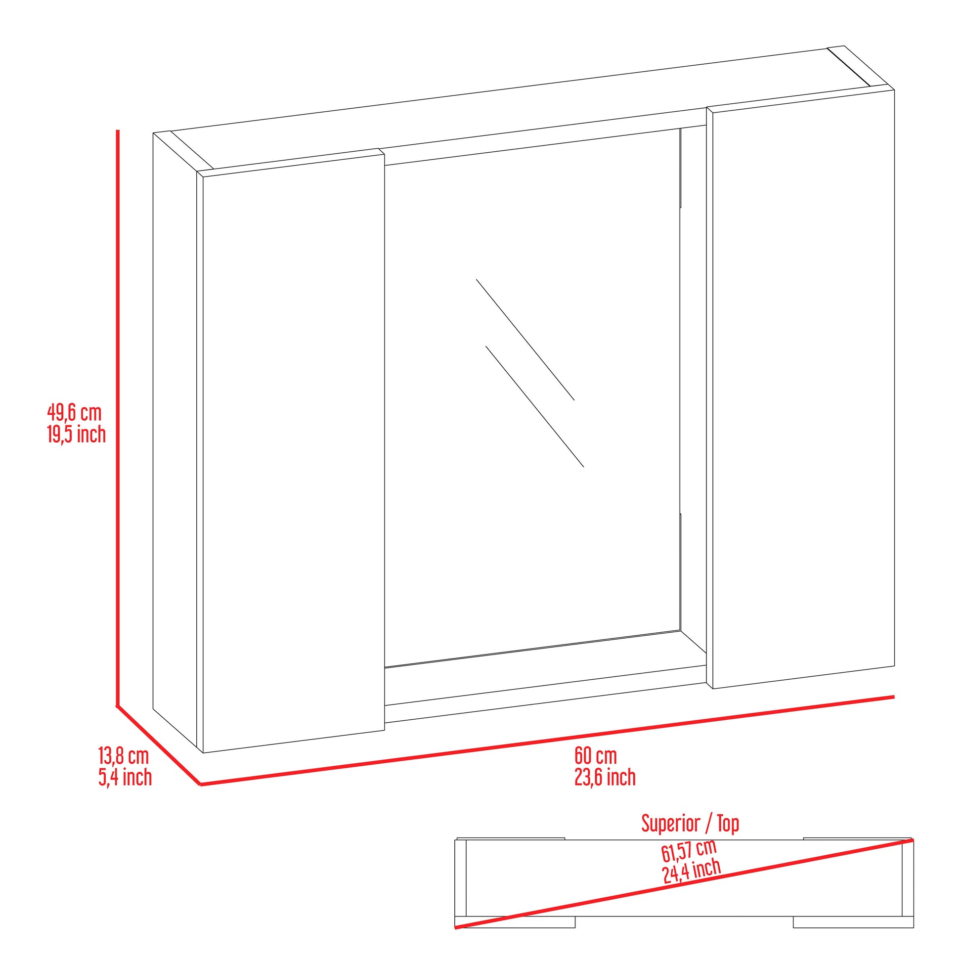 Draco Medicine Cabinet, Mirror, Double Door, One External Shelf White Mdf Engineered Wood