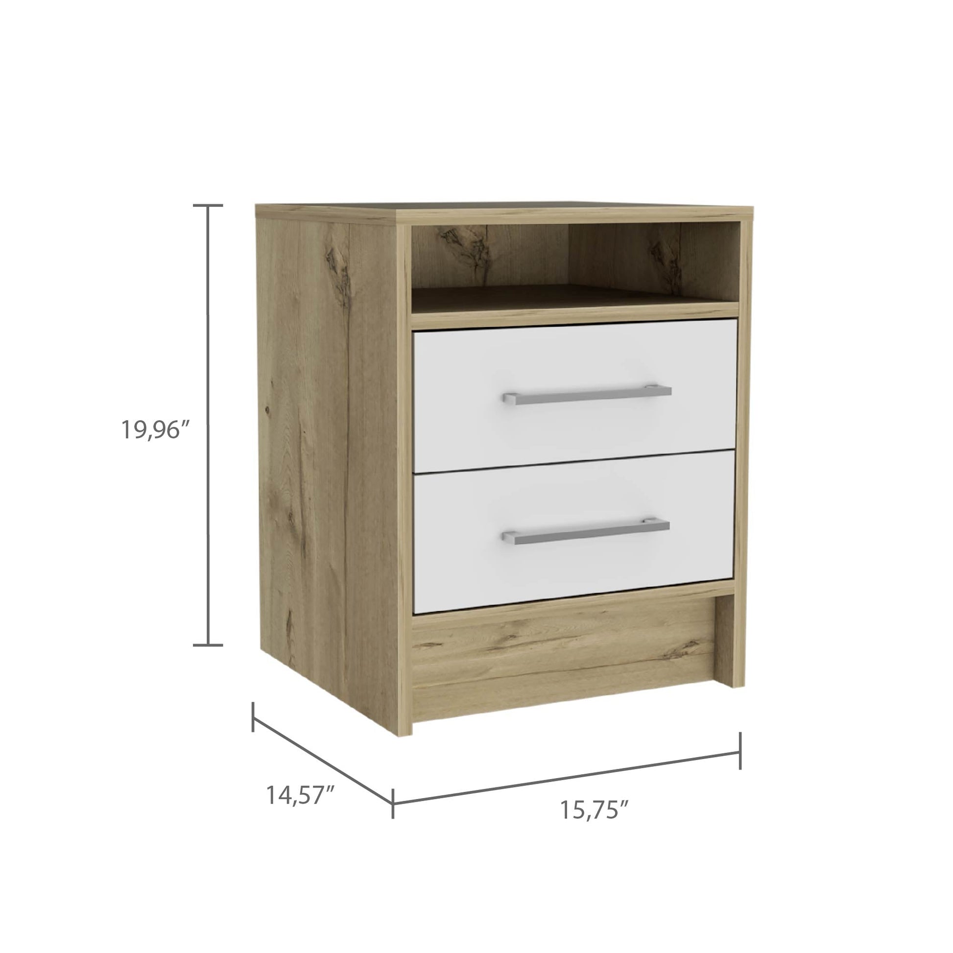 Philadelphia Nightstand, Two Drawers, Concealed Shelf Multicolor Mdf Engineered Wood