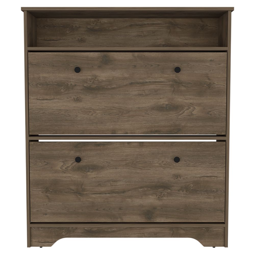 Brandford Shoe Rack, Superior Top, Two Shelves Brown Bedroom Modern Mdf Engineered Wood