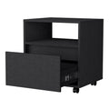 Duncan Nightstand, Top Open Shelf, 1 Drawer Black 1 Drawer Bedroom Rectangle Modern Shelf Mdf Engineered Wood