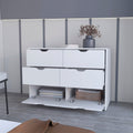 Dillon 4 Drawers Dresser, Chest Of Drawers With 2 Cabinets White Mdf Engineered Wood