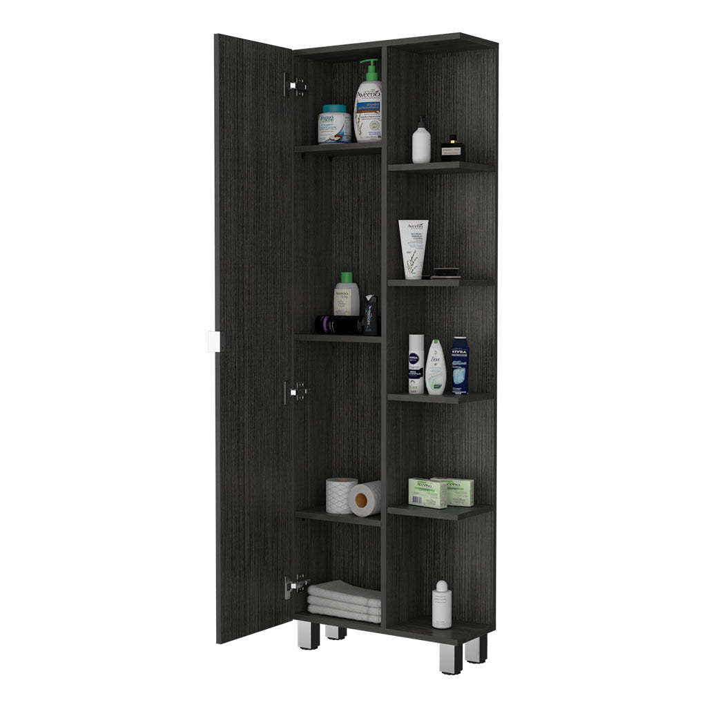 Los Angeles Linen Cabinet, Five Shelves, One Cabinet, Divisions Brown Mdf Engineered Wood