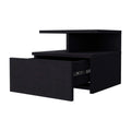 Augusta Floating Nightstand With 2 Tier Shelf And 1 Drawer Black Mdf Engineered Wood