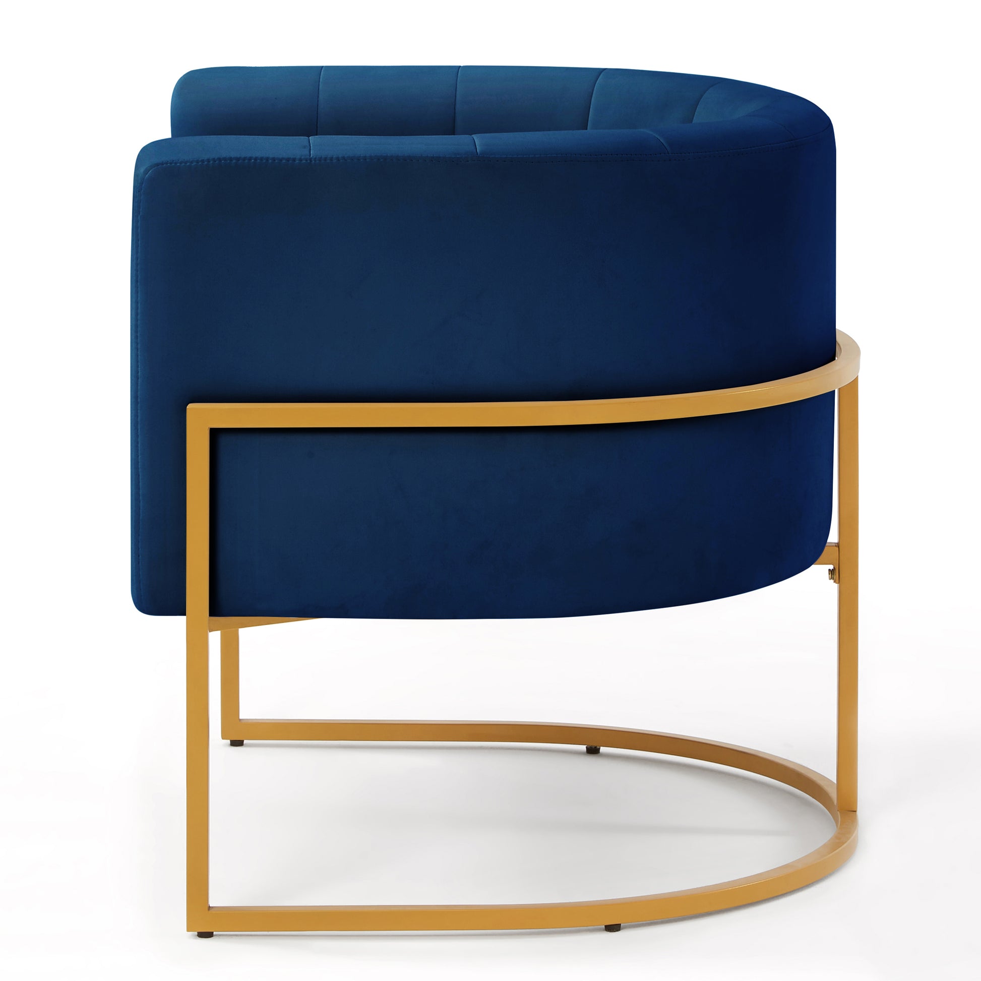 Upholstered Velvet Accent Chair With Golden Metal Stand,Mid Century Living Room Leisure Chair With Curve Backrest Navy Navy Primary Living Space Modern Foam Velvet
