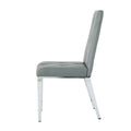 Modern Simple Light Luxury Dining Chair Grey Chair Home Bedroom Stool Back Pu Electroplated Chair Legs Set Of 2 Metal Grey Silver Pu