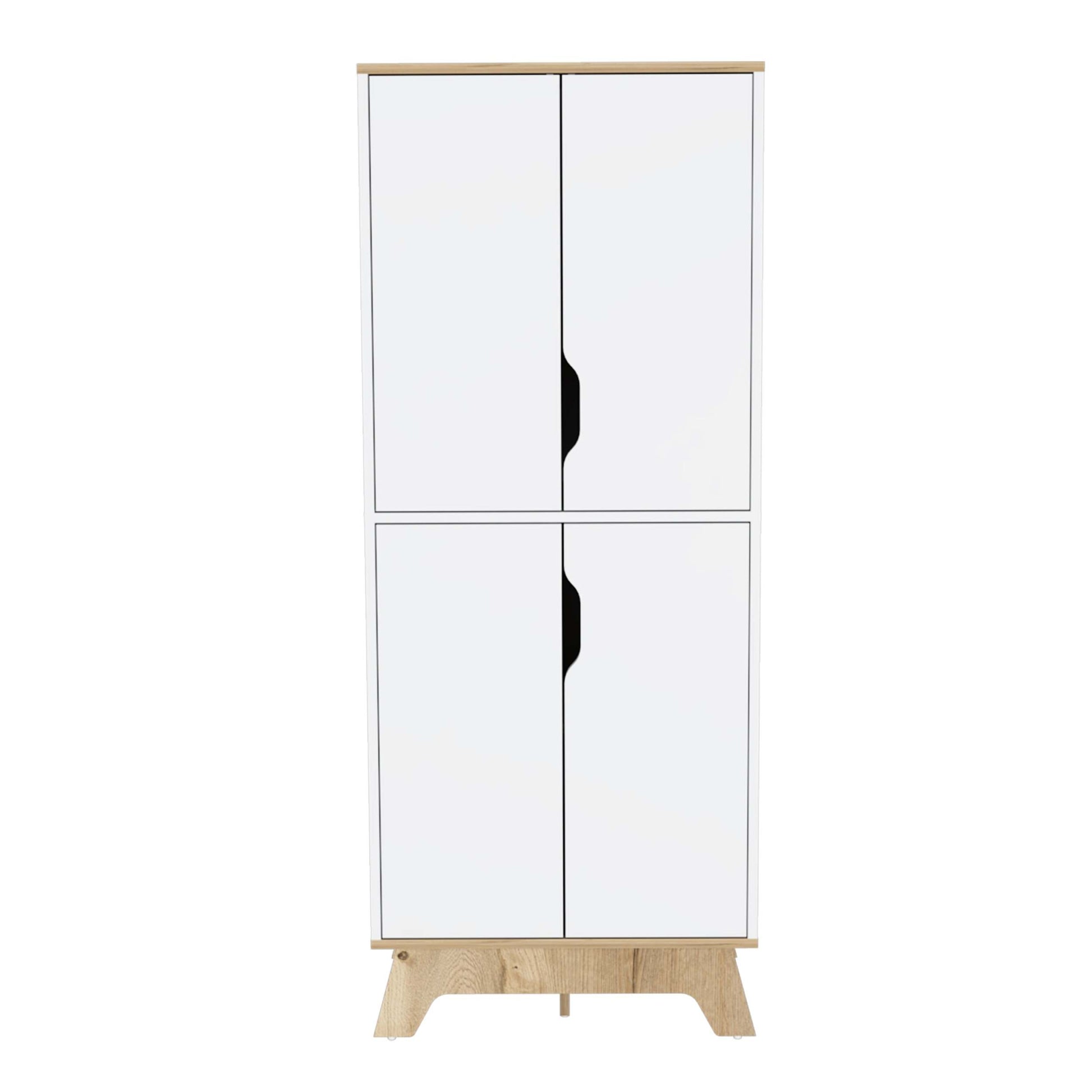 Yuma 150" Wall Cabinet, Two Close Cabinets, Two Open Shelves White Mdf Engineered Wood