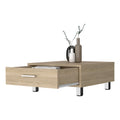 Myers Coffee Table, Four Legs, Superior Top, One Drawer, Metal Handle Beige Mdf Engineered Wood