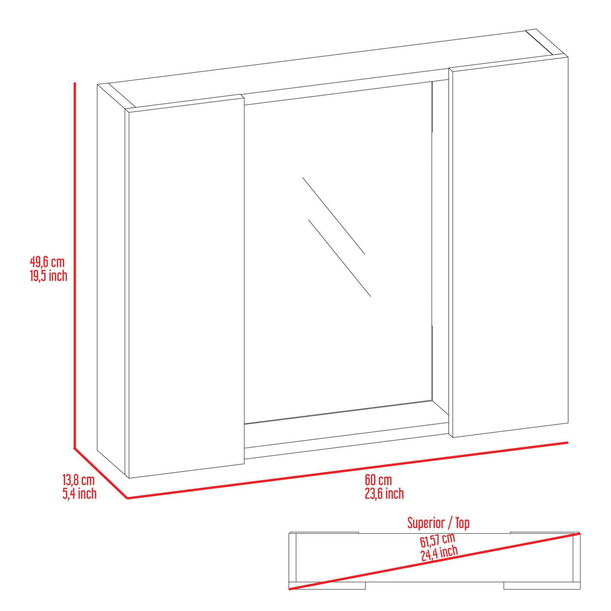 Draco Medicine Cabinet, Mirror, Double Door, One External Shelf Black Mdf Engineered Wood