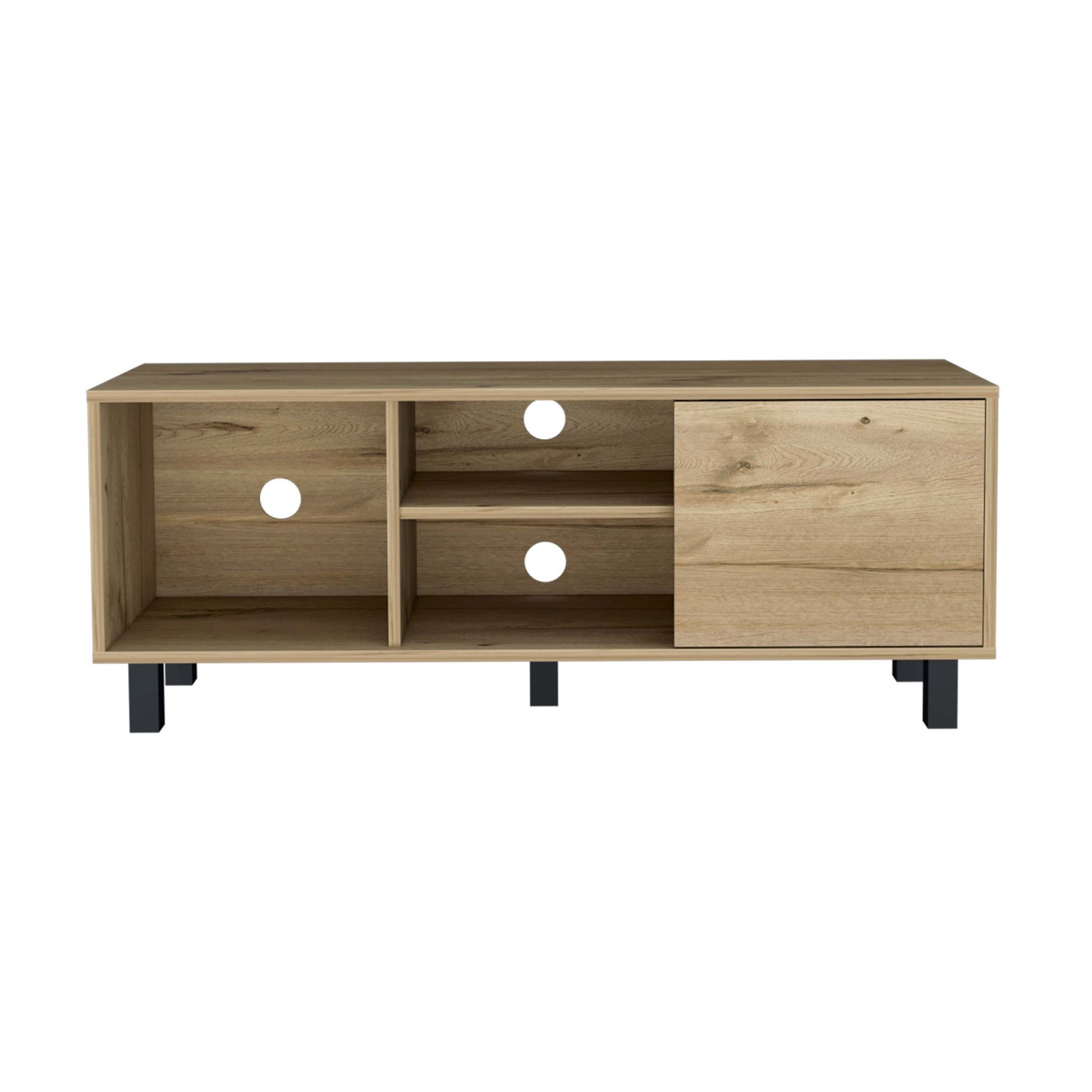 Rome Tv Stand For Tv S Up 43", Two Open Shelves, One Cabinet, One Big Open Shelf Beige Mdf Engineered Wood