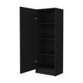 Miami Single Door Pantry, Four Shelves Black Mdf Engineered Wood