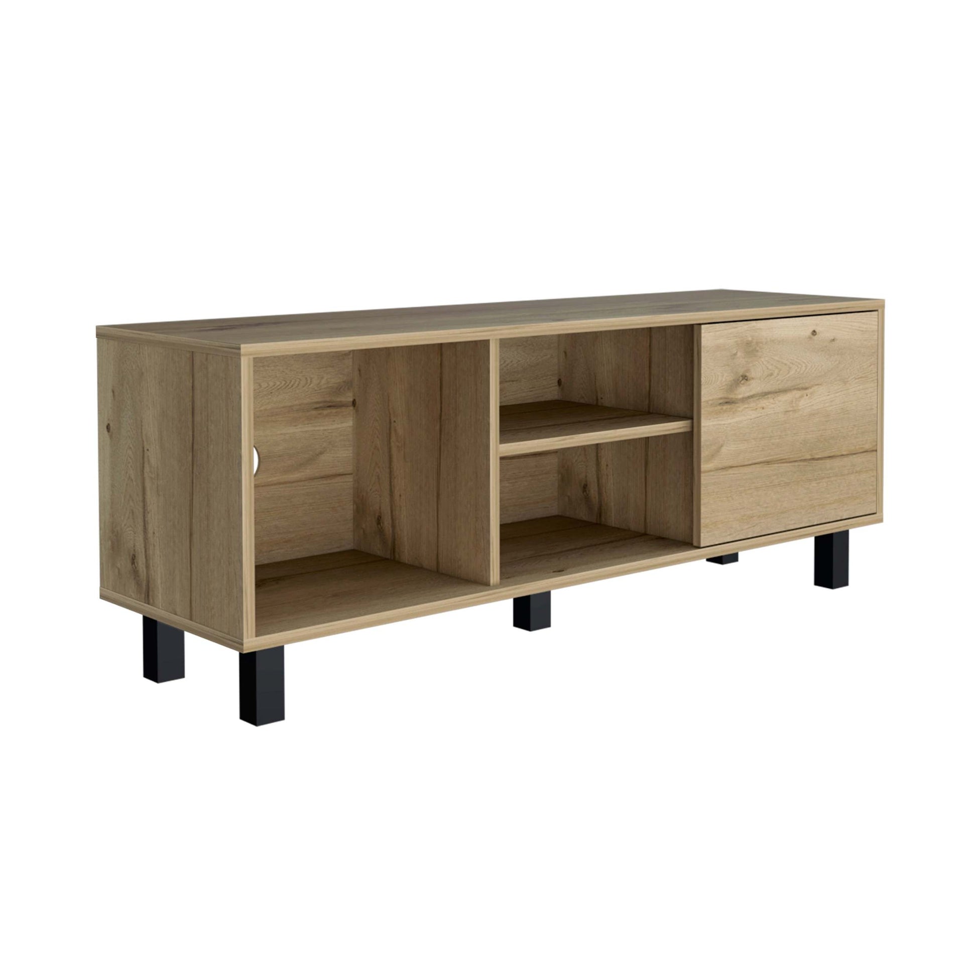 Rome Tv Stand For Tv S Up 43", Two Open Shelves, One Cabinet, One Big Open Shelf Beige Mdf Engineered Wood