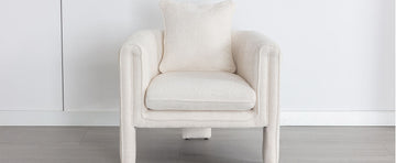 Modern Style Accent Chair Armchair For Living Room, Bedroom, Guest Room,Office, Ivory Ivory Upholstered