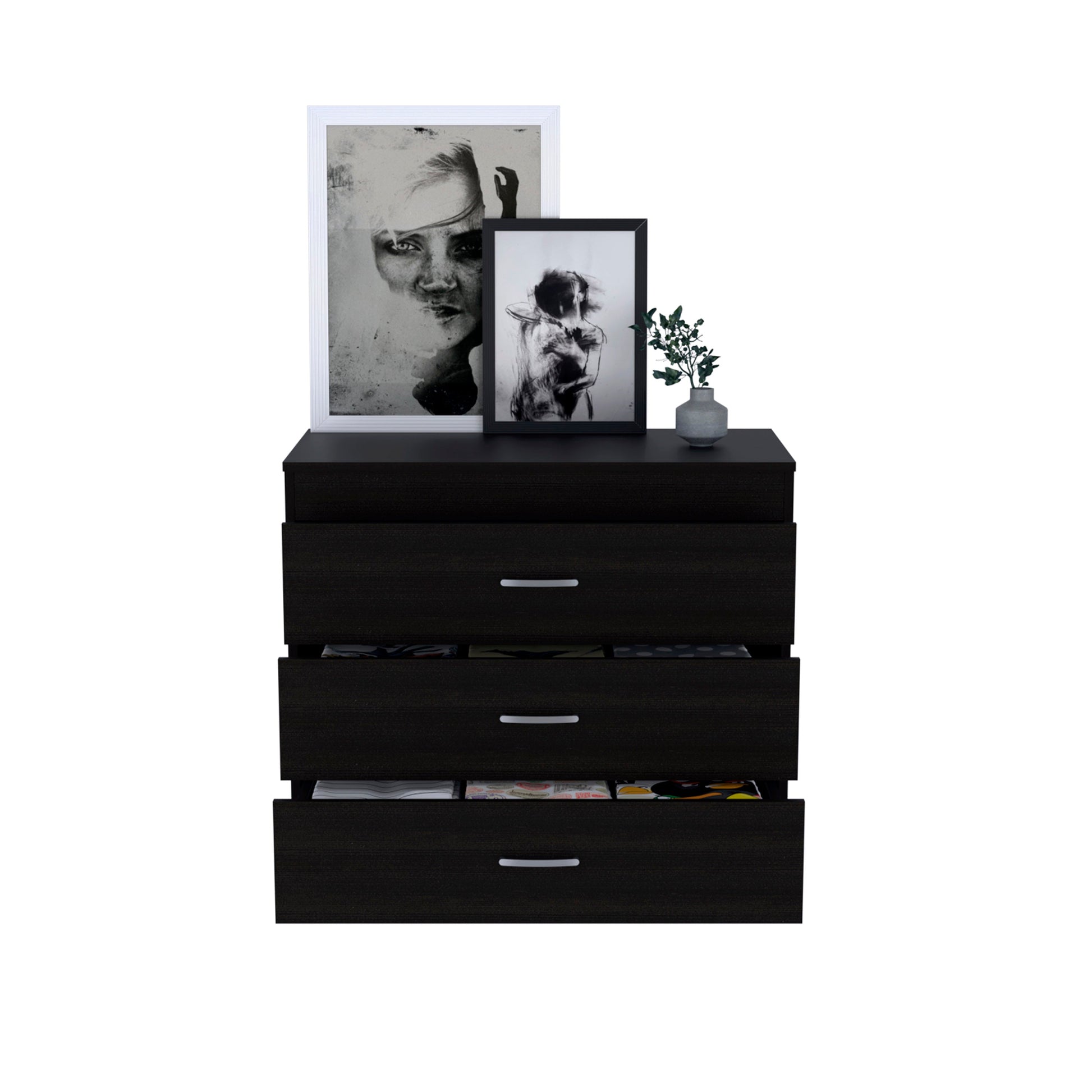 California Drawer Dresser, Four Spacious Drawers, Superior Top Multicolor Modern Melamine Engineered Wood