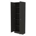 Virginia Double Door Storage Cabinet, Five Shelves Black Bedroom Modern Mdf Engineered Wood