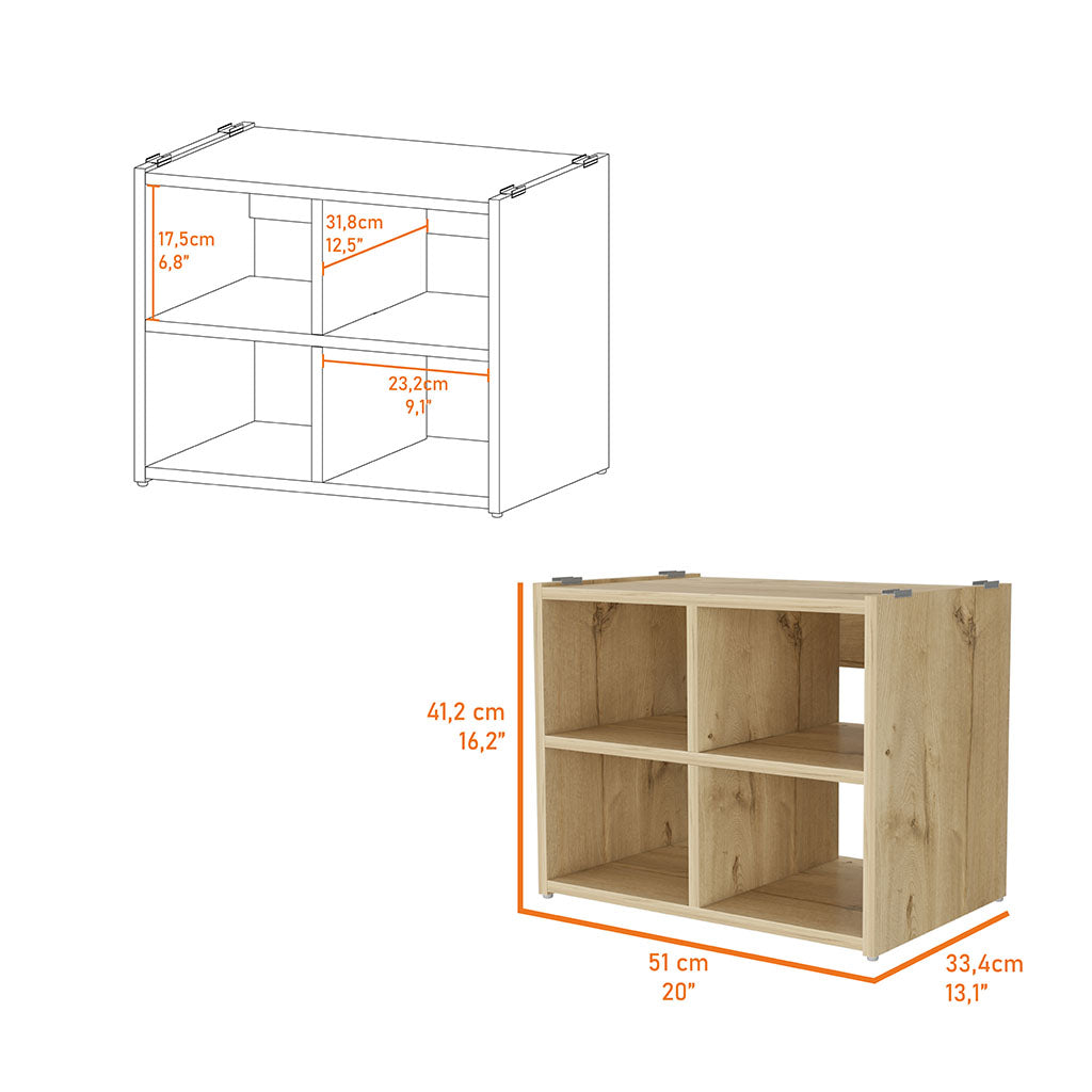 Harrison Entryway Shoe Rack, Eight Cube Spaces Multicolor Mdf Engineered Wood