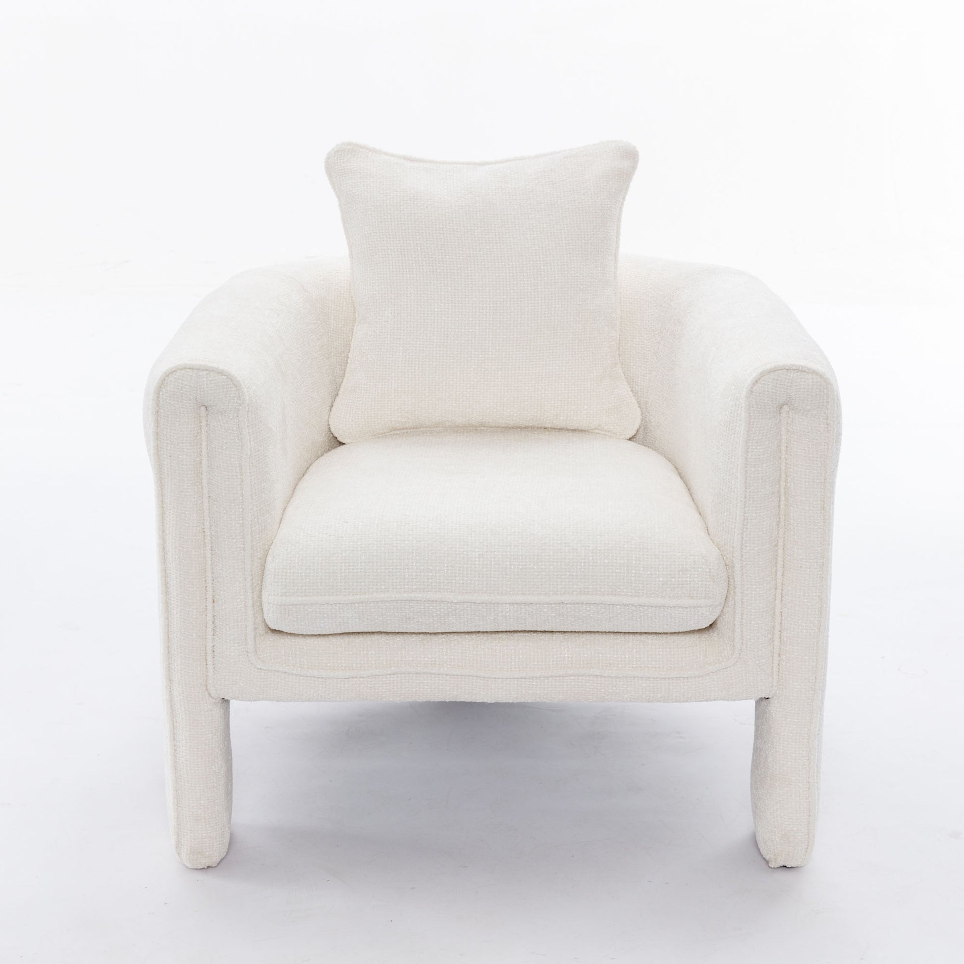 Modern Style Accent Chair Armchair For Living Room, Bedroom, Guest Room,Office, Ivory Ivory Upholstered