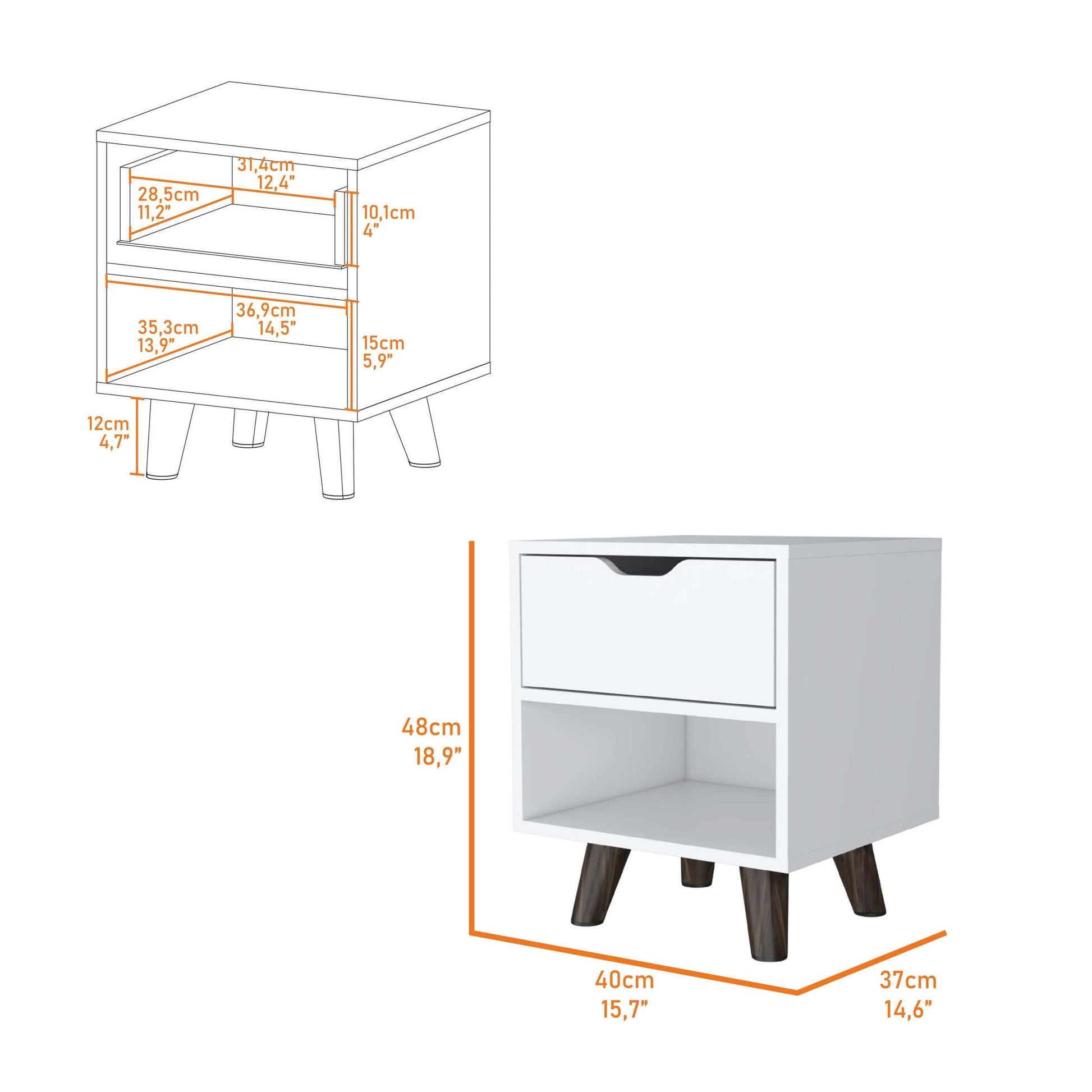 Carthage Nightstand With 1 Drawer, 1 Open Storage