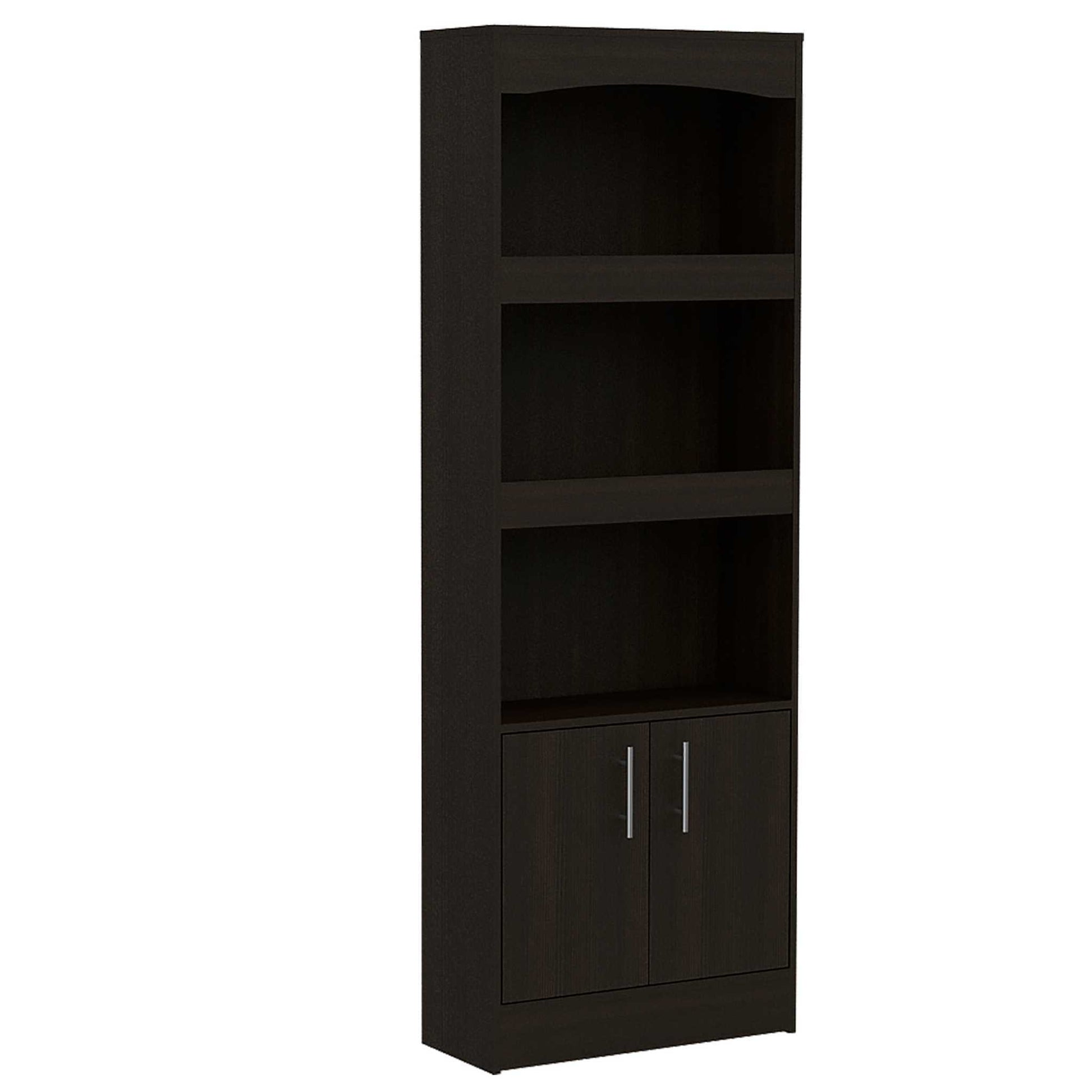 Durango Bookcase, Three Shelves, Double Door Cabinet Black Mdf Engineered Wood