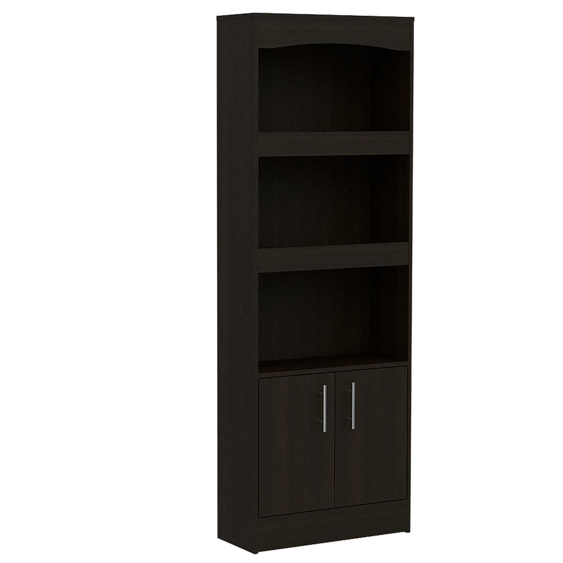 Durango Bookcase, Three Shelves, Double Door Cabinet 3 4 Shelves Black Primary Living Space Modern Mdf Engineered Wood