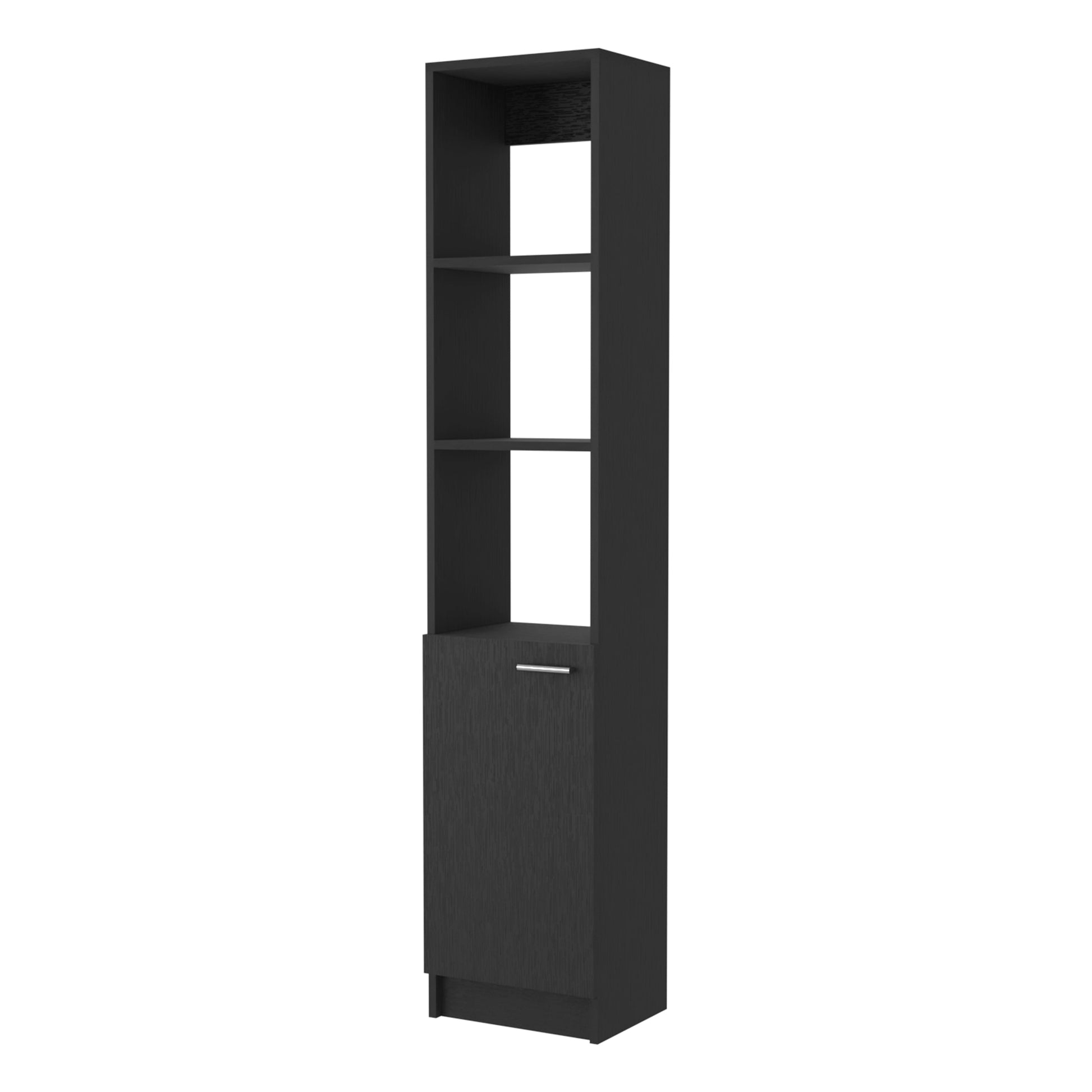 Kansas Linen Cabinet, Three Shelves, One Cabinet Black Mdf Engineered Wood