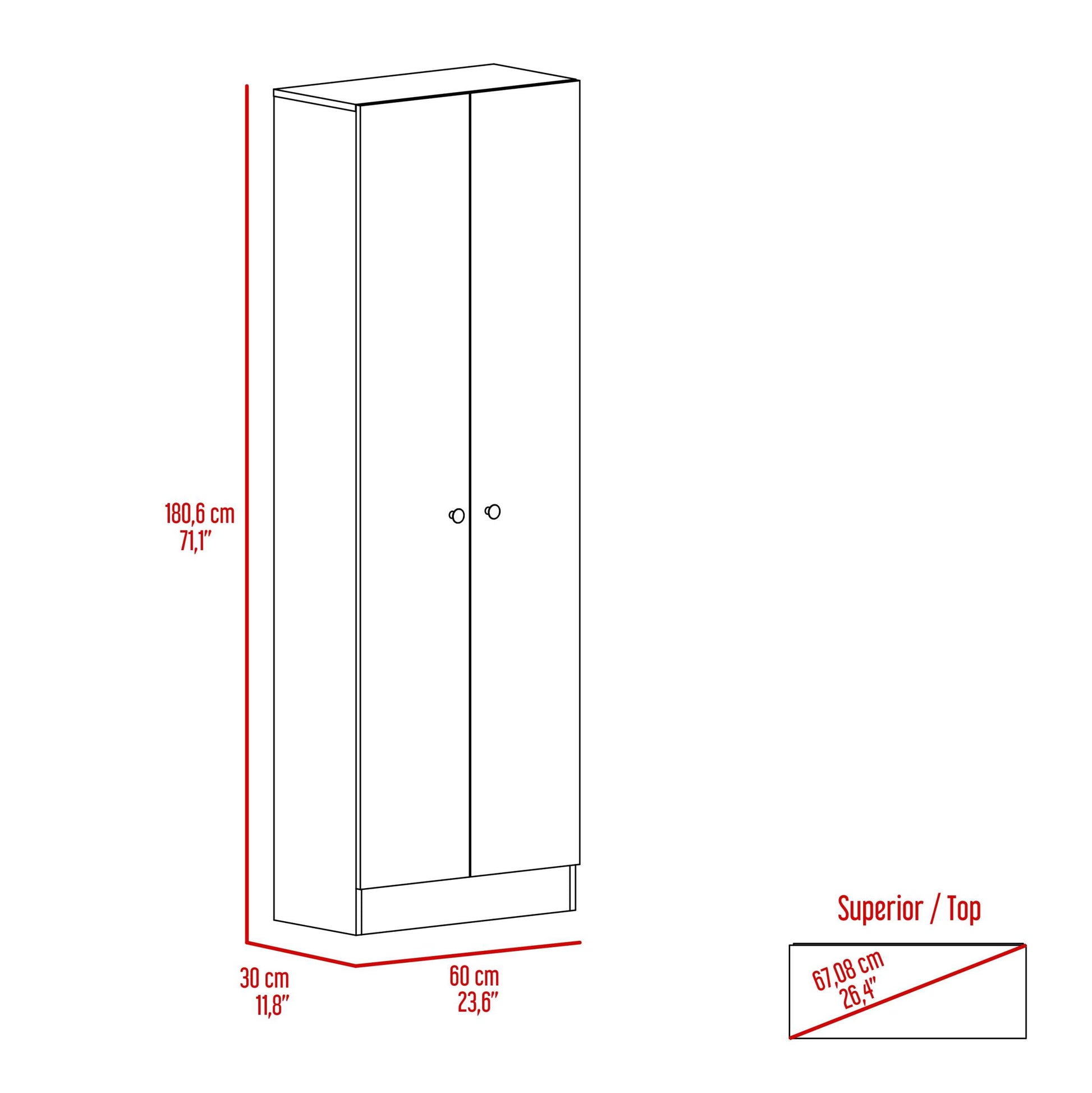 Virginia Double Door Storage Cabinet, Five Shelves Multicolor Mdf Engineered Wood