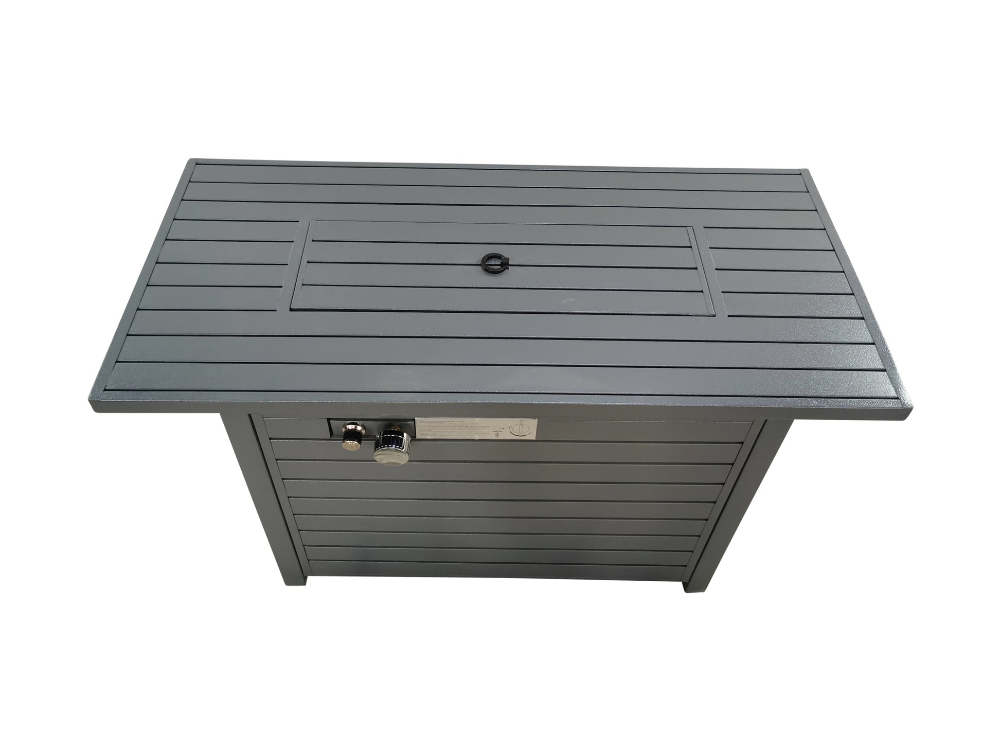 11'' H X 42'' L Steel Propane Outdoor Fire Pit Table With Lid Gray Garden & Outdoor Modern Stone Steel