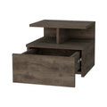 Carthage Nightstand With 1 Drawer, 1 Open Storage Shelf And Wooden Legs Black Mdf Engineered Wood