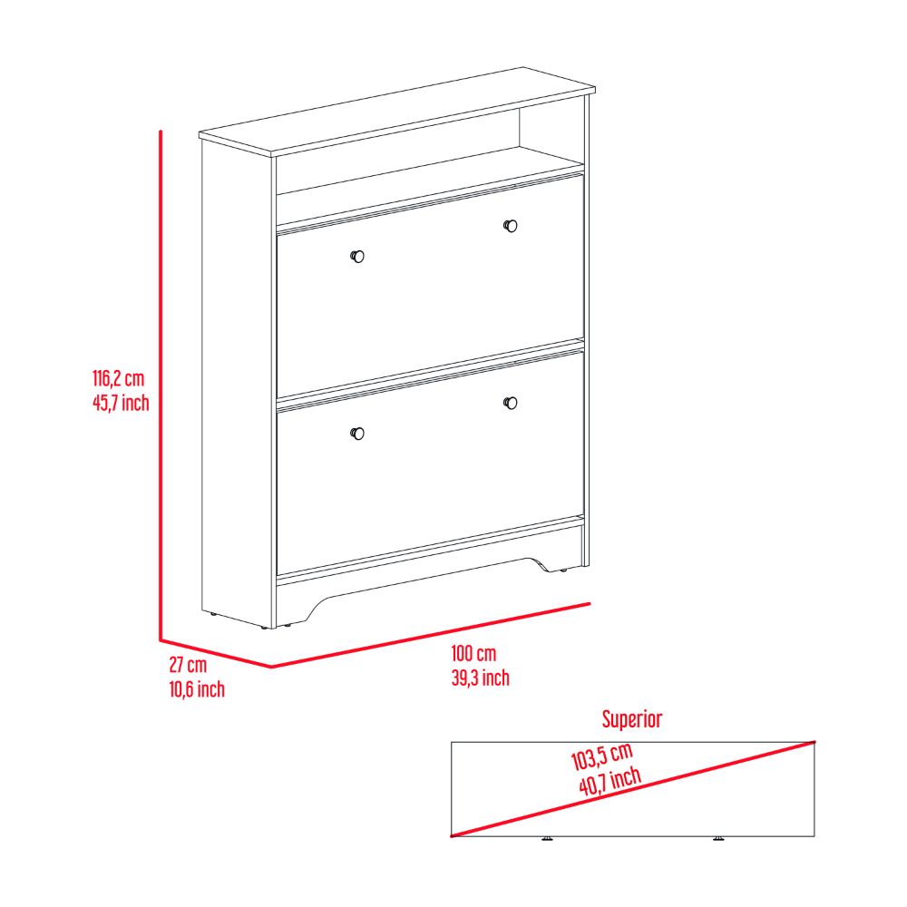 Brandford Shoe Rack, Superior Top, Two Shelves Multicolor Mdf Engineered Wood