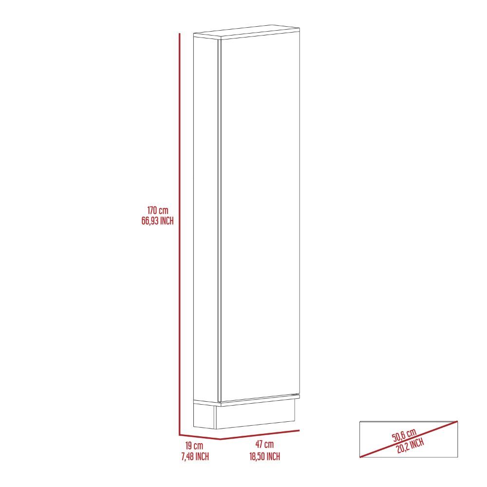 Modern Ruan Ruan Xl Shoe Rack, Mirror, Five Interior Shelves, Single Door Cabinet