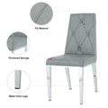 Modern Simple Light Luxury Dining Chair Grey Chair Home Bedroom Stool Back Pu Electroplated Chair Legs Set Of 2 Metal Grey Silver Pu